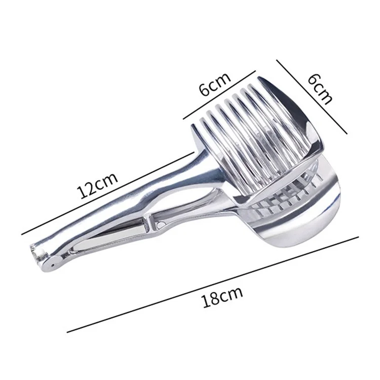 Aluminum Alloy Lemon Slicer Holder Tomato Cutter Knives Round Fruit Cutter Holder Handheld Kitchen Tool (No FDA, BPA-Free)