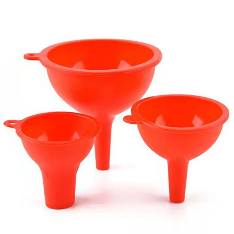 3Pcs / Set S / M / L Silicone Wine Oil Honey Funnel Kitchen Liquid Pouring Funnel Tool (No FDA Certification, BPA-free) - Red