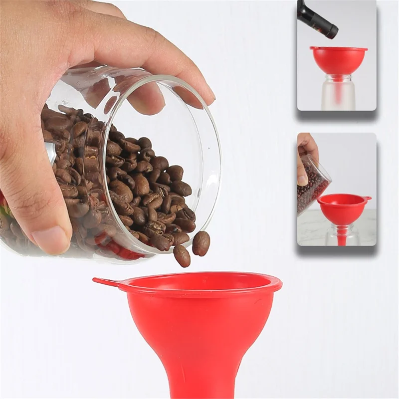 3Pcs / Set S / M / L Silicone Wine Oil Honey Funnel Kitchen Liquid Pouring Funnel Tool (No FDA Certification, BPA-free) - Red