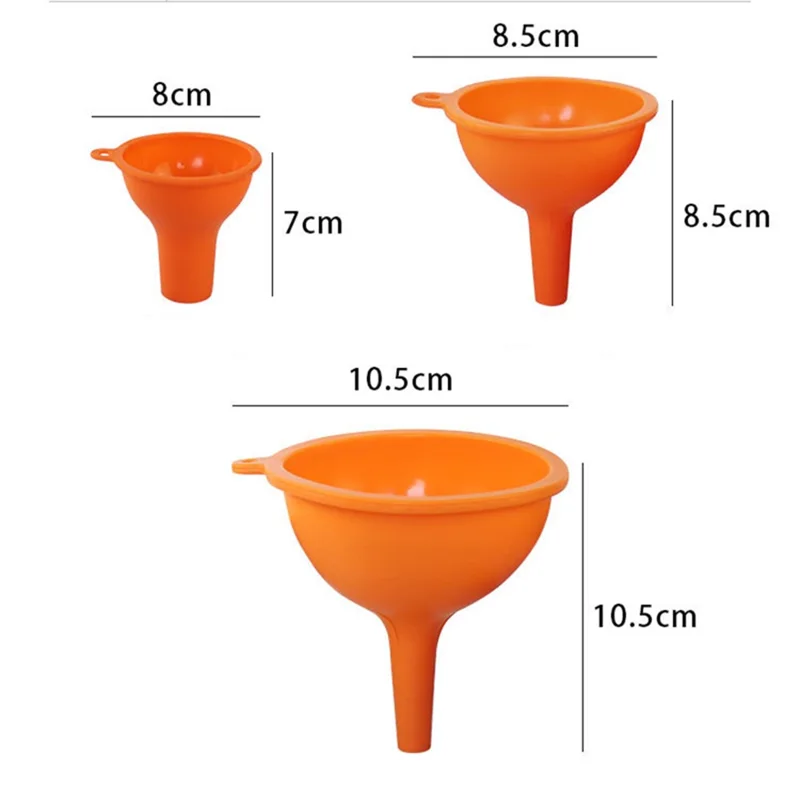 3Pcs / Set S / M / L Silicone Wine Oil Honey Funnel Kitchen Liquid Pouring Funnel Tool (No FDA Certification, BPA-free) - Red