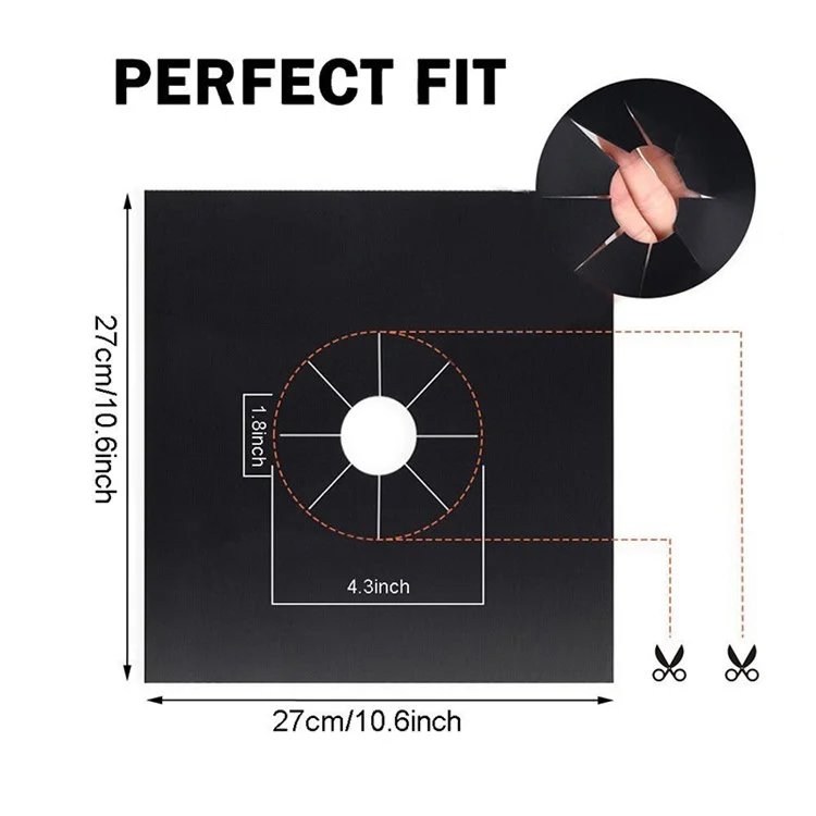 4 Pezzi Non-Stick Gas Range Protettori Stuoia Fibra di Vetro Antiolio Coperture Fornello Gas Bruciatore Liner - Nero 