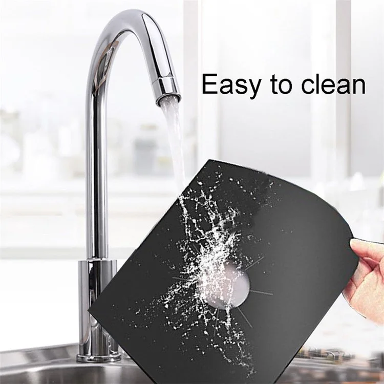 4 Pezzi Non-Stick Gas Range Protettori Stuoia Fibra di Vetro Antiolio Coperture Fornello Gas Bruciatore Liner - Nero 