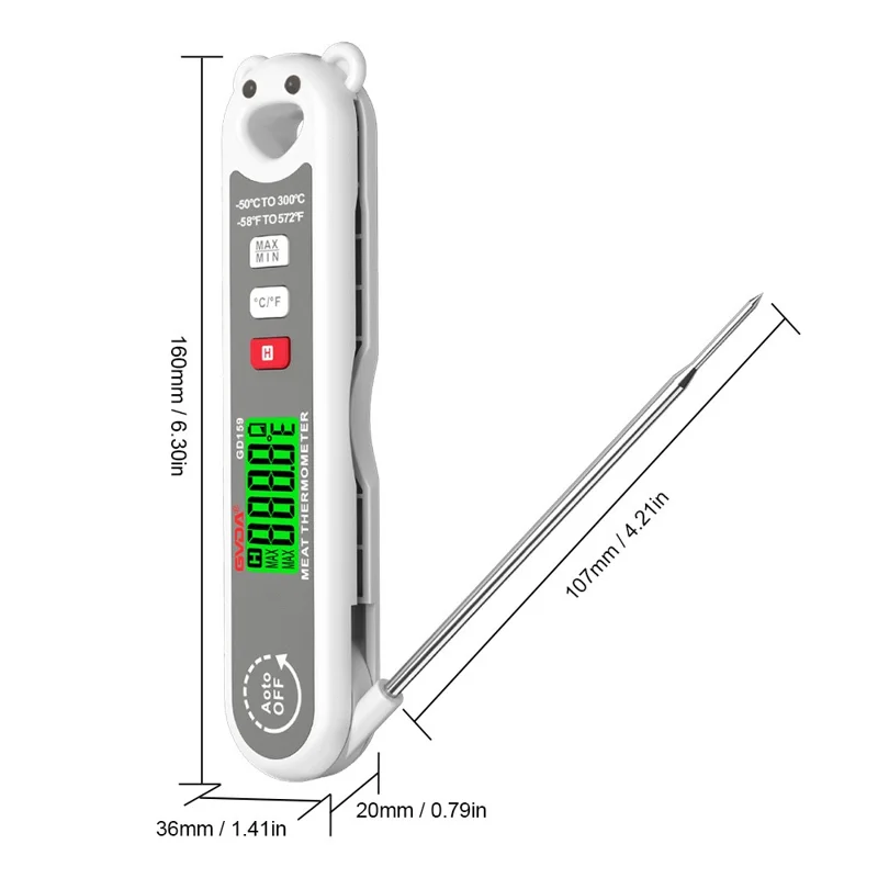 GVDA GD159 Digital Food Thermometer Meat Oil Milk Temperature Measure Tool (BPA Free, No FDA Certification)