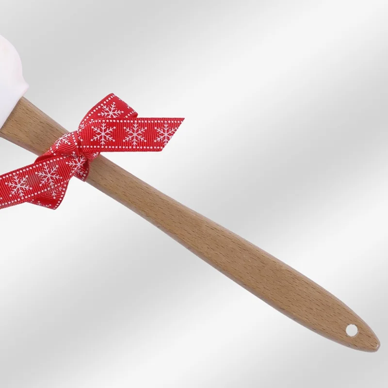 Christmas Silicone Spatula Dough Scraper with Wooden Handle for Cooking Baking (BPA-Free, No FDA Certificate) - Snowman