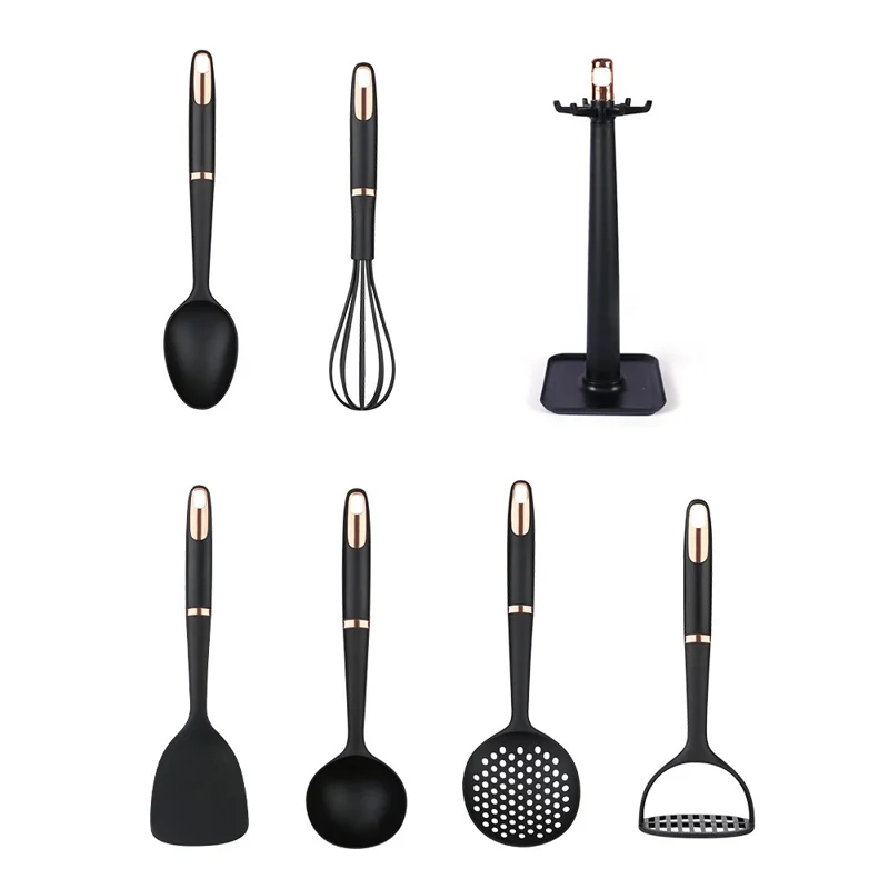 7Pcs Non-Stick Kitchenware Cooking Tool ABS+Nylon Spatula Ladle Potato Masher Set (BPA Free, No FDA Certificate)