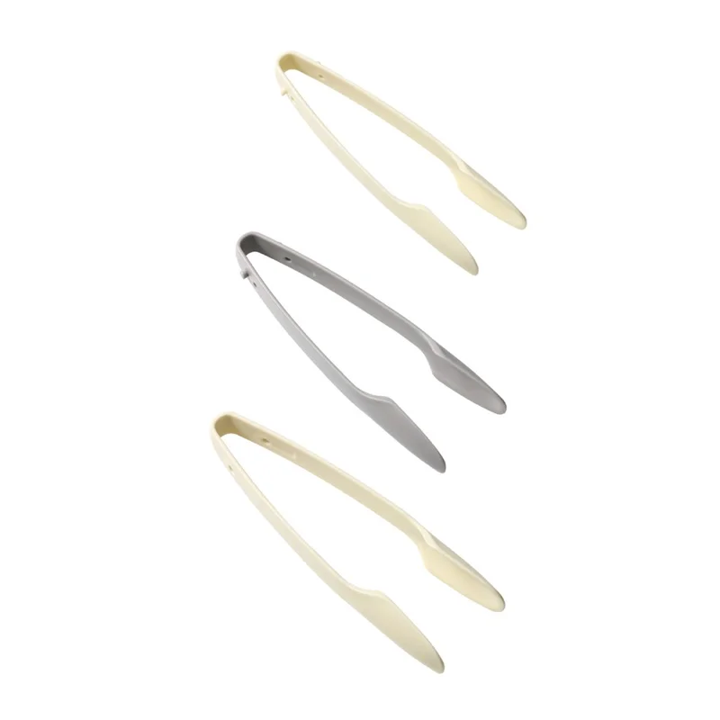 3Pcs / Set Food Tongs PP Salada Bacon Bife Garra Pão Clipe (Sem Certificado BPA, Sem FDA) - Bege