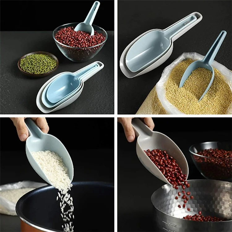 3Pcs / Set Ice Scoop Multifunctional Rice Grain Shovel Flour Scoop PP Food Scoop (BPA Free, No FDA Certificate)