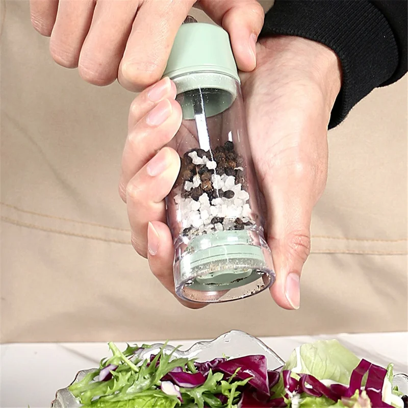 Manual Pepper Grinder Seasoning Grinder Ceramic+PS Multi-Function Food Seasoning Bottle (BPA Free, No FDA Certificate) - Light Grey