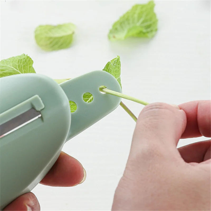 Stainless Steel Peeler with Storage Compartment Herb Stripping Kitchen Tool (BPA Free, No FDA Certificate) - Green