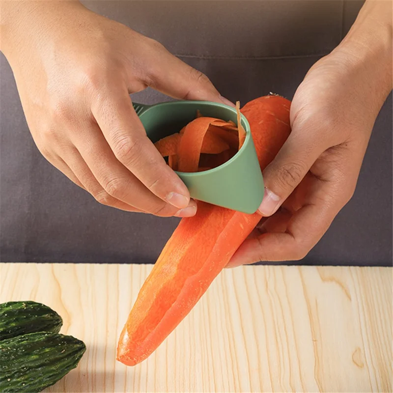 Stainless Steel Peeler with Storage Compartment Herb Stripping Kitchen Tool (BPA Free, No FDA Certificate) - Beige