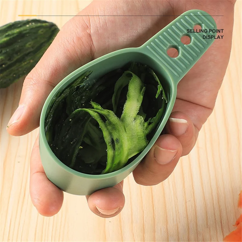 Stainless Steel Peeler with Storage Compartment Herb Stripping Kitchen Tool (BPA Free, No FDA Certificate) - Beige