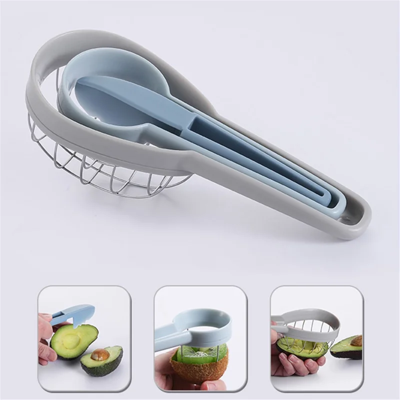 3-in-1 Avocado Slicer Kiwi Fruit Separator Dicing Corer Fruit Separation Tool (BPA Free, No FDA Certificate) - Blue