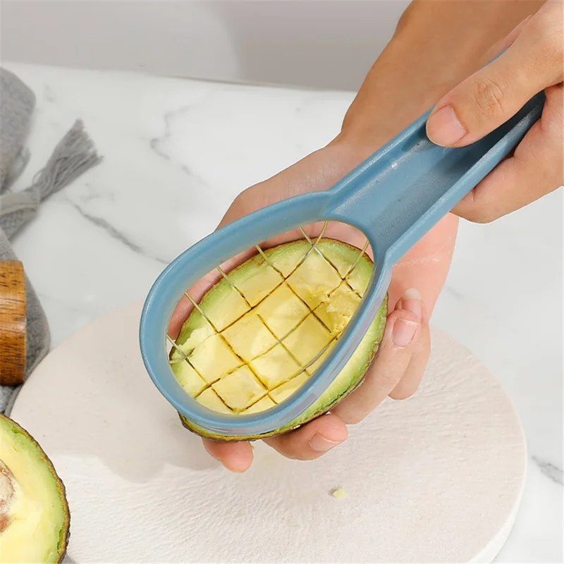 3-in-1 Avocado Slicer Kiwi Fruit Separator Dicing Corer Fruit Separation Tool (BPA Free, No FDA Certificate) - Blue