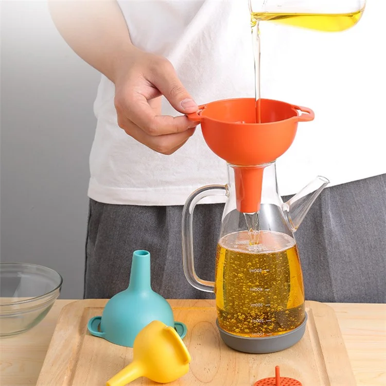 4Pcs / Set Plastic Oil Water Spices Wine Flask Filter Funnel Strainer Kitchen Tool (BPA Free, No FDA Certificate) - Nordic Blue