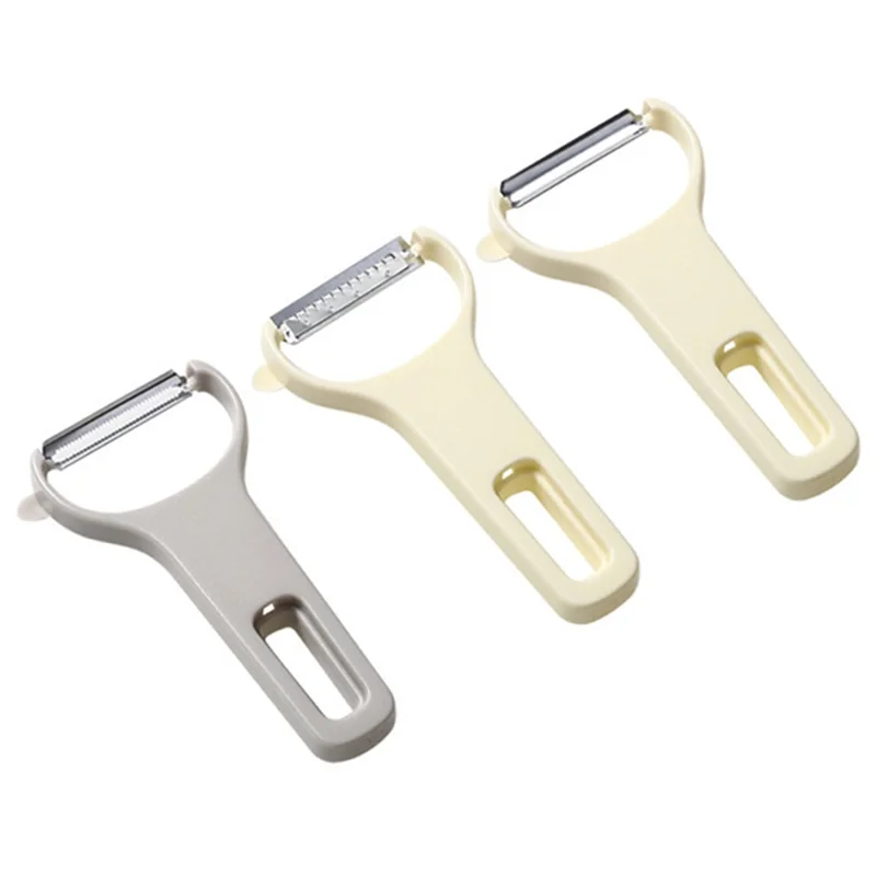 3Pcs / Set Y-shape Multifunctional Stainless Steel Vegetable Peeler Kitchen Fruit Potato Shredder (BPA Free, No FDA Certificate) - Beige