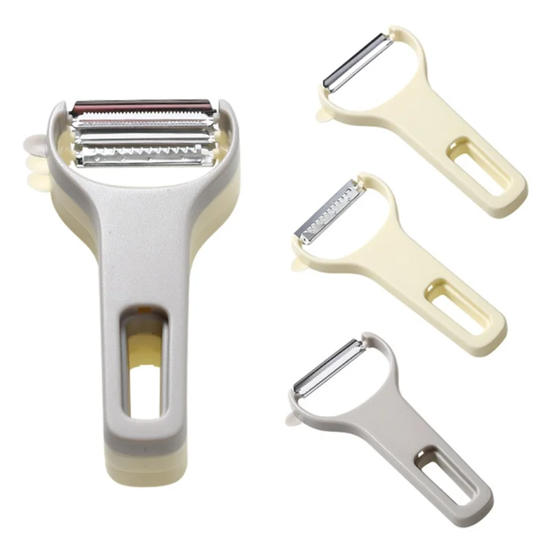 3Pcs / Set Y-shape Multifunctional Stainless Steel Vegetable Peeler Kitchen Fruit Potato Shredder (BPA Free, No FDA Certificate) - Beige