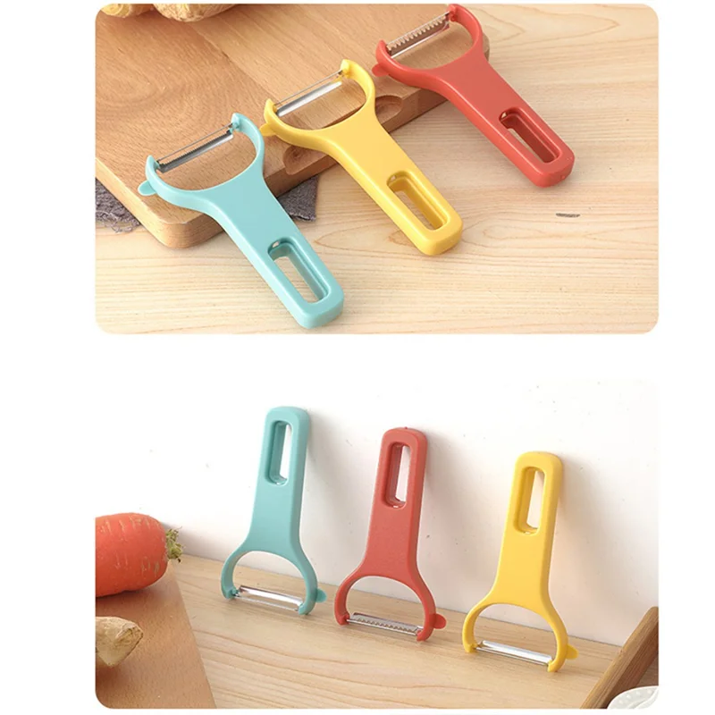 3Pcs / Set Y-shape Multifunctional Stainless Steel Vegetable Peeler Kitchen Fruit Potato Shredder (BPA Free, No FDA Certificate) - Beige