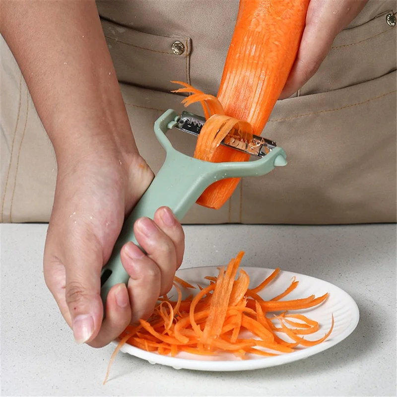 3Pcs / Set PP+Stainless Steel Melon Peeler Cabbage Shredder Multi-function Kitchen Tool (BPA Free, No FDA Certificate) - Emerald Green
