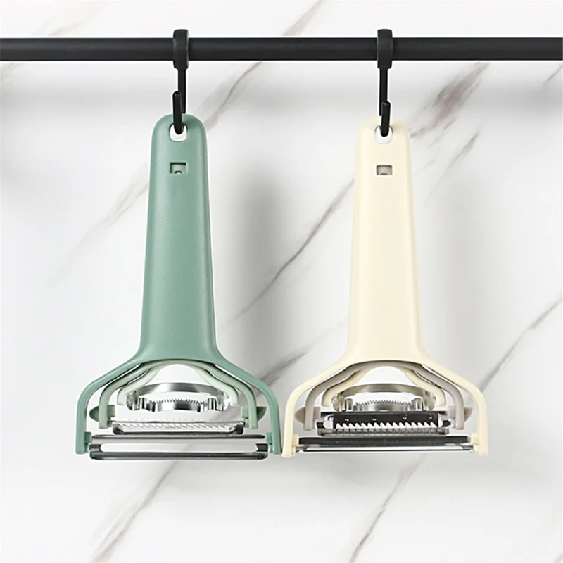 3Pcs / Set PP+Stainless Steel Melon Peeler Cabbage Shredder Multi-function Kitchen Tool (BPA Free, No FDA Certificate) - Emerald Green