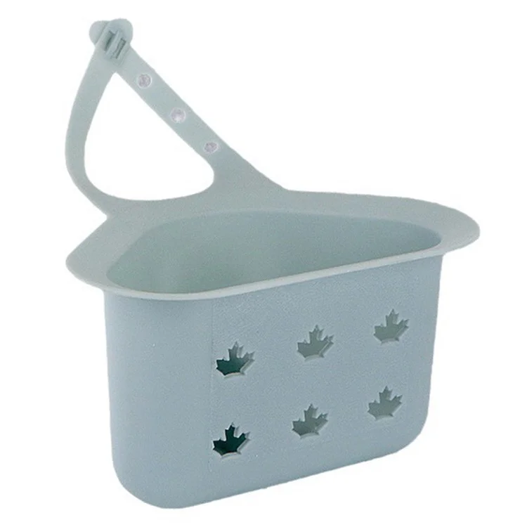 Kitchen Sink Drain Hanging Basket Faucet Sponge Wipe Brush Rag Triangle PP Storage Basket - Blue
