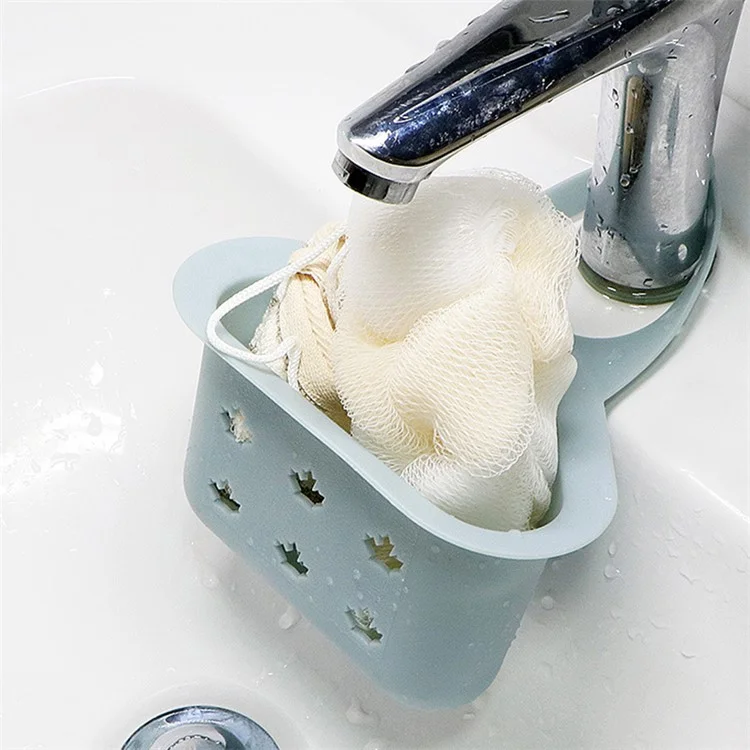 Kitchen Sink Drain Hanging Basket Faucet Sponge Wipe Brush Rag Triangle PP Storage Basket - Blue