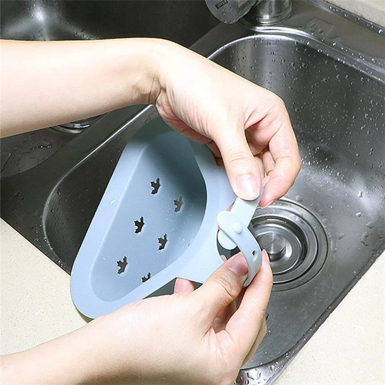Kitchen Sink Drain Hanging Basket Faucet Sponge Wipe Brush Rag Triangle PP Storage Basket - Blue