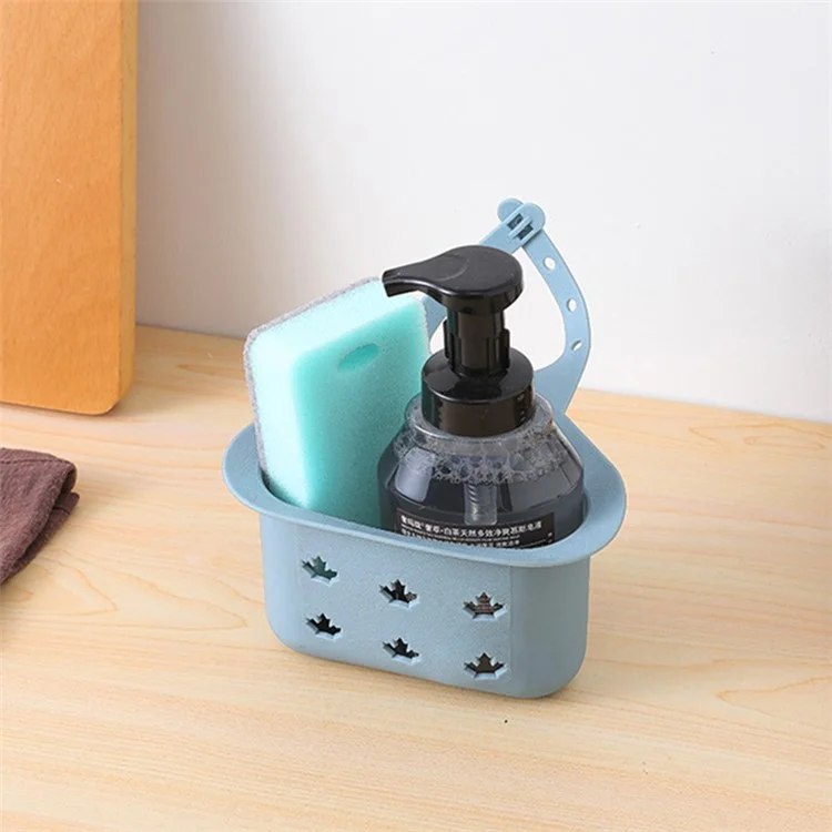 Kitchen Sink Drain Hanging Basket Faucet Sponge Wipe Brush Rag Triangle PP Storage Basket - Blue