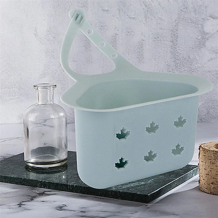 Kitchen Sink Drain Hanging Basket Faucet Sponge Wipe Brush Rag Triangle PP Storage Basket - Blue