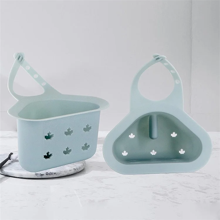 Kitchen Sink Drain Hanging Basket Faucet Sponge Wipe Brush Rag Triangle PP Storage Basket - Blue