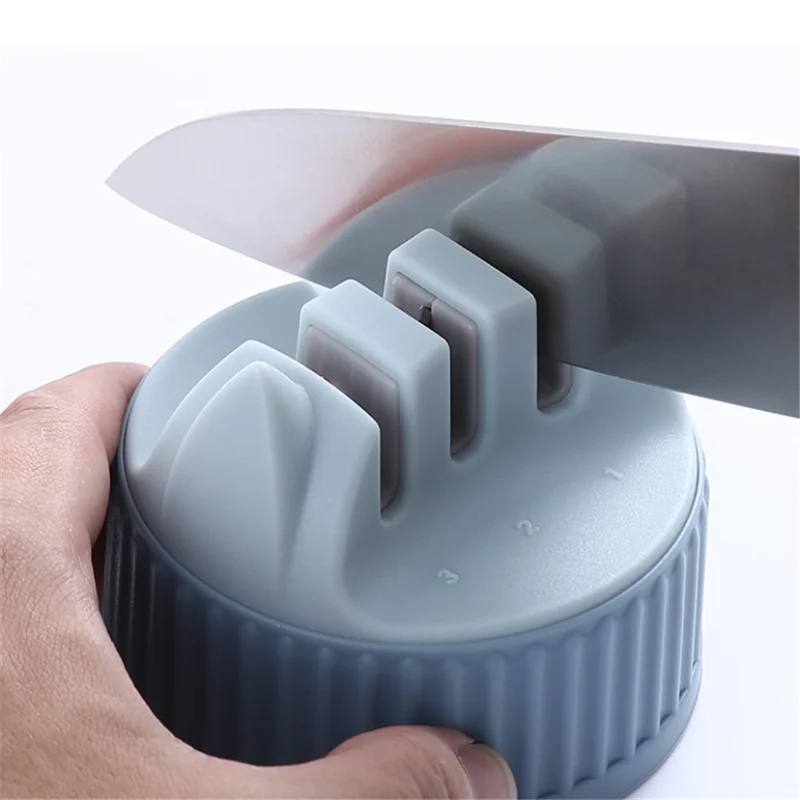 3-etapowy mini ostrzak noży, narzędzie do ostrzenia kamienia kuchennego, kieszonkowy kamień do ostrzenia - beżowy