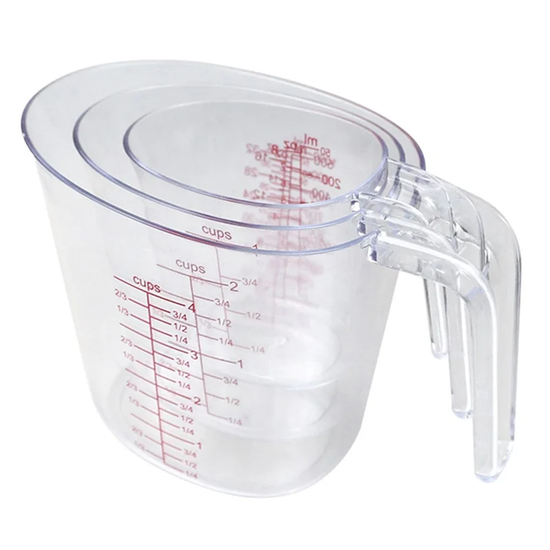 3Pcs / Set Measuring Cups Plastic Stackable Measuring Jugs with Handle Kitchen Tool (BPA Free, No FDA Certificate)