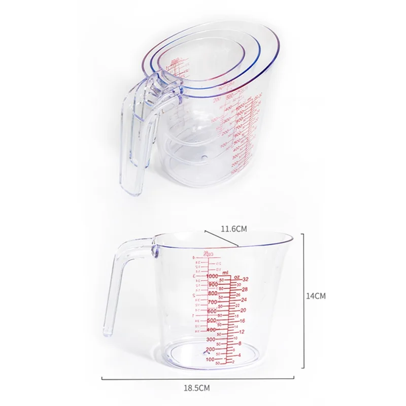 3Pcs / Set Measuring Cups Plastic Stackable Measuring Jugs with Handle Kitchen Tool (BPA Free, No FDA Certificate)