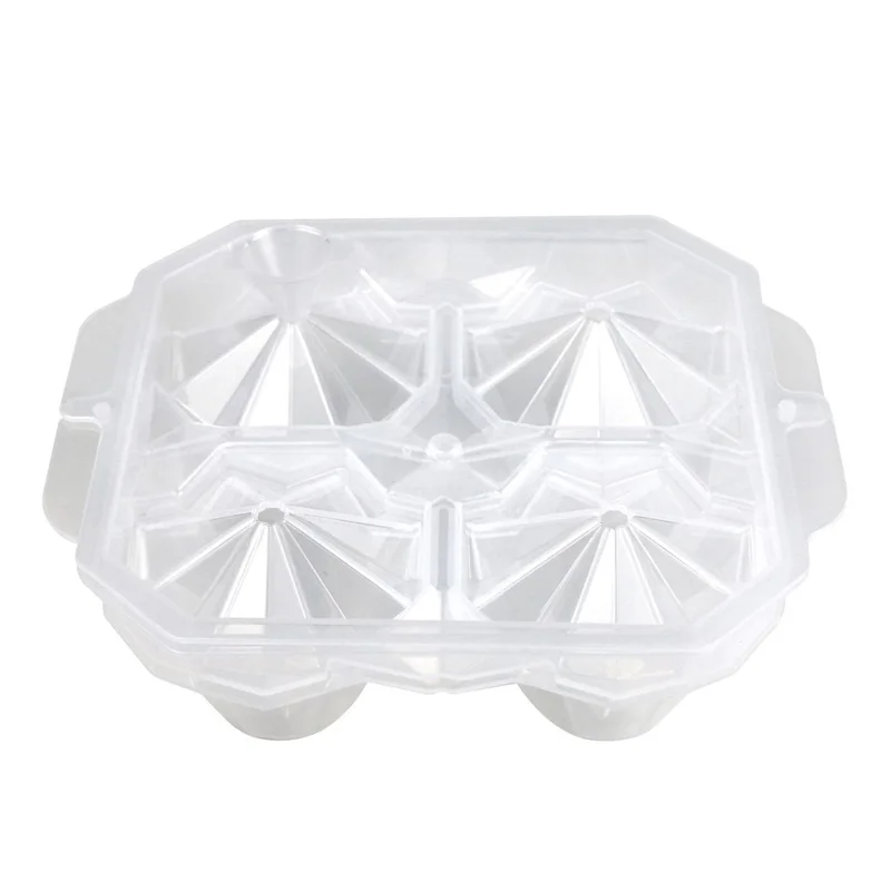 Creative 4 Cells Large Ice Ball Making Box PP Frozen Ice Cube Mold (BPA Free, No FDA Certificate) - Polygonal Star Shape