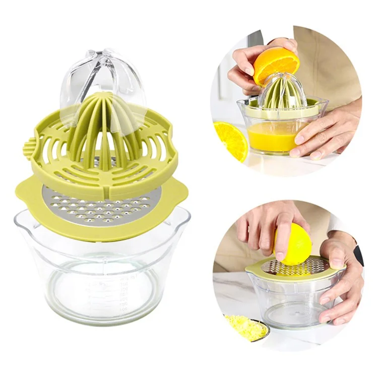MYJ Manual Juicer Garlic Grater Multifunctional Hand Fruit Presser with 400ml Measuring Container (BPA Free, No FDA Certificate) - Green