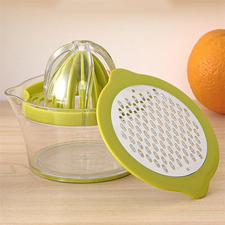 MYJ Manual Juicer Garlic Grater Multifunctional Hand Fruit Presser with 400ml Measuring Container (BPA Free, No FDA Certificate) - Green