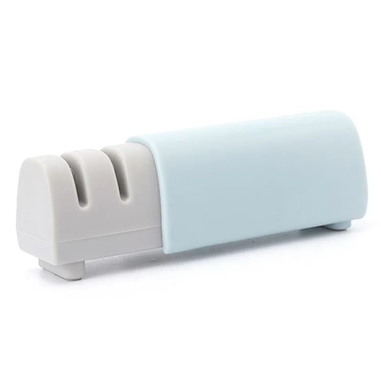 Kitchen 2-stage Knife Sharpener Household Multifunctional Handheld Knife Sharpening Stone - Grey Blue