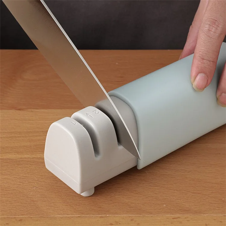 Kitchen 2-stage Knife Sharpener Household Multifunctional Handheld Knife Sharpening Stone - Grey Blue