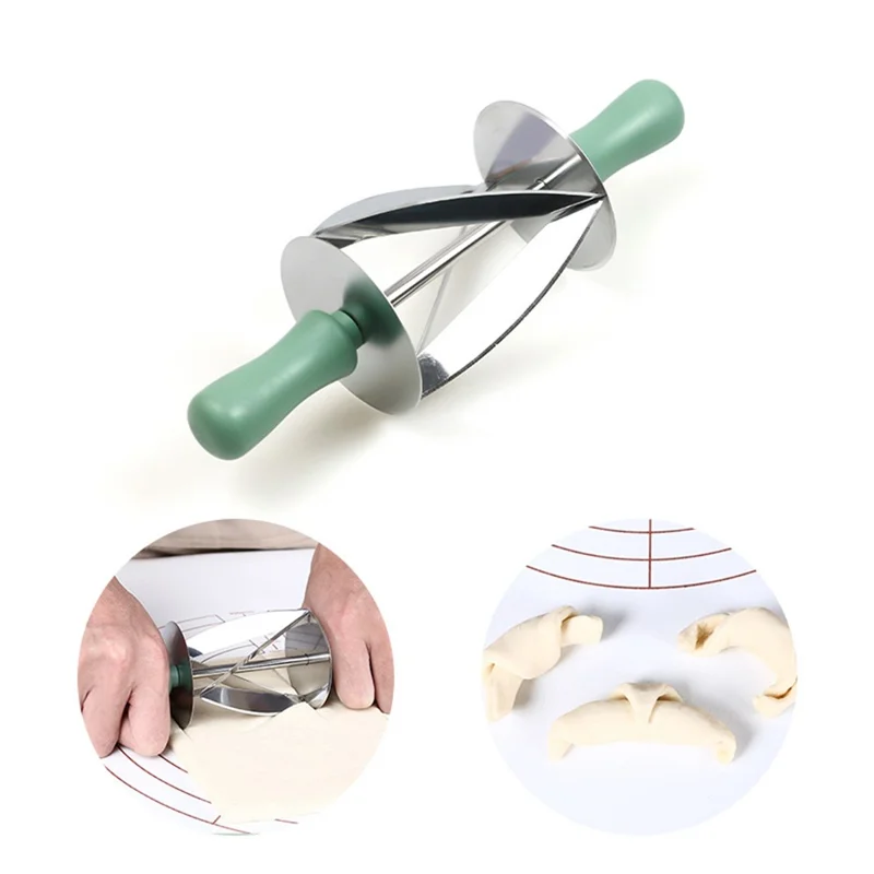 PP+Stainless Steel Croissant Dough Rolling Cutter Bread Making Kitchen Tool (No FDA, BPA Free)