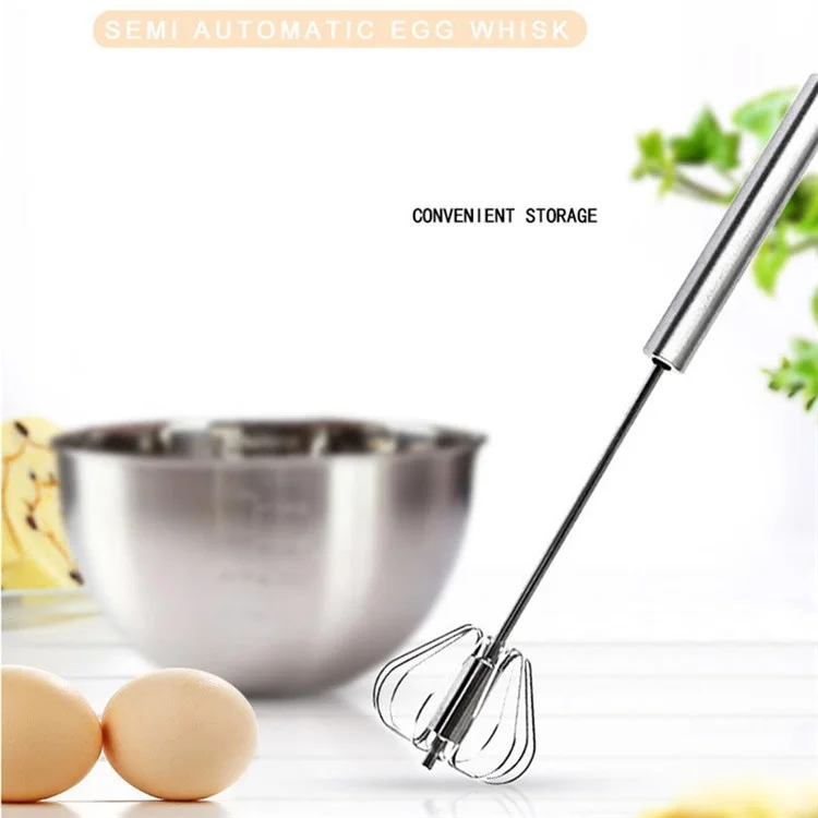 Semi-Automatic 430 Stainless Steel Egg Whisk Manual Press Mixer Egg Stirrer (BPA Free, No FDA)