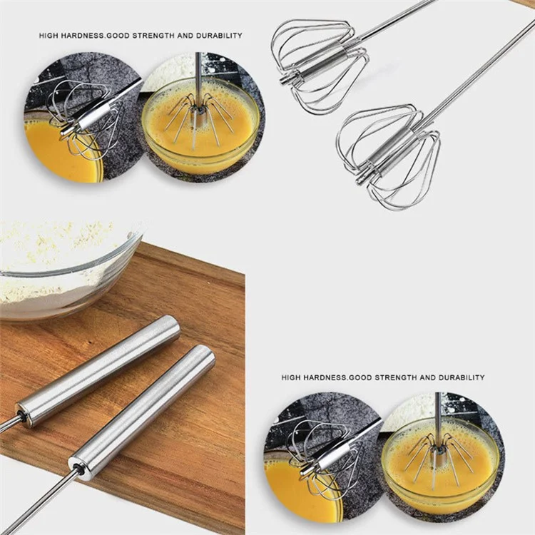 Semi-Automatic 430 Stainless Steel Egg Whisk Manual Press Mixer Egg Stirrer (BPA Free, No FDA)