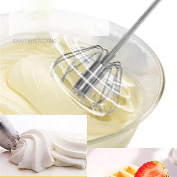 Semi-Automatic 430 Stainless Steel Egg Whisk Manual Press Mixer Egg Stirrer (BPA Free, No FDA)