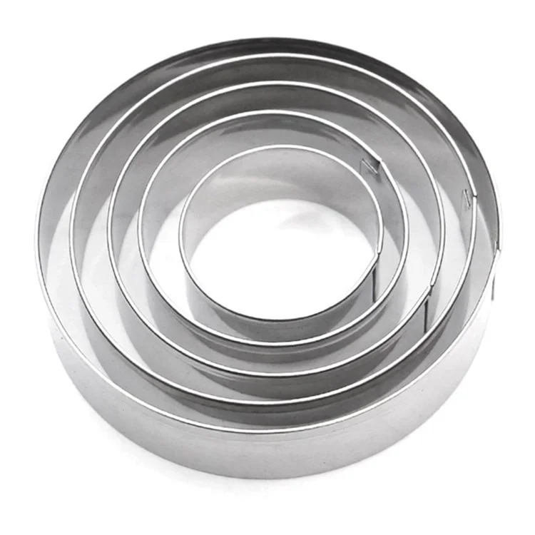 5pcs Moldes de Cozimento 430 Anéis de Torta de Aço Inoxidável Conjunto Para Mousse de Bolo (sem Bpa, Sem FDA)