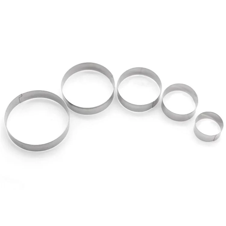 5PCS Baking Molds 430 Stainless Steel Tart Rings Set for Cake Mousse (BPA-Free, No FDA)