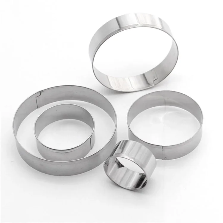 5PCS Baking Molds 430 Stainless Steel Tart Rings Set for Cake Mousse (BPA-Free, No FDA)