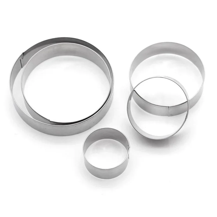 5PCS Baking Molds 430 Stainless Steel Tart Rings Set for Cake Mousse (BPA-Free, No FDA)