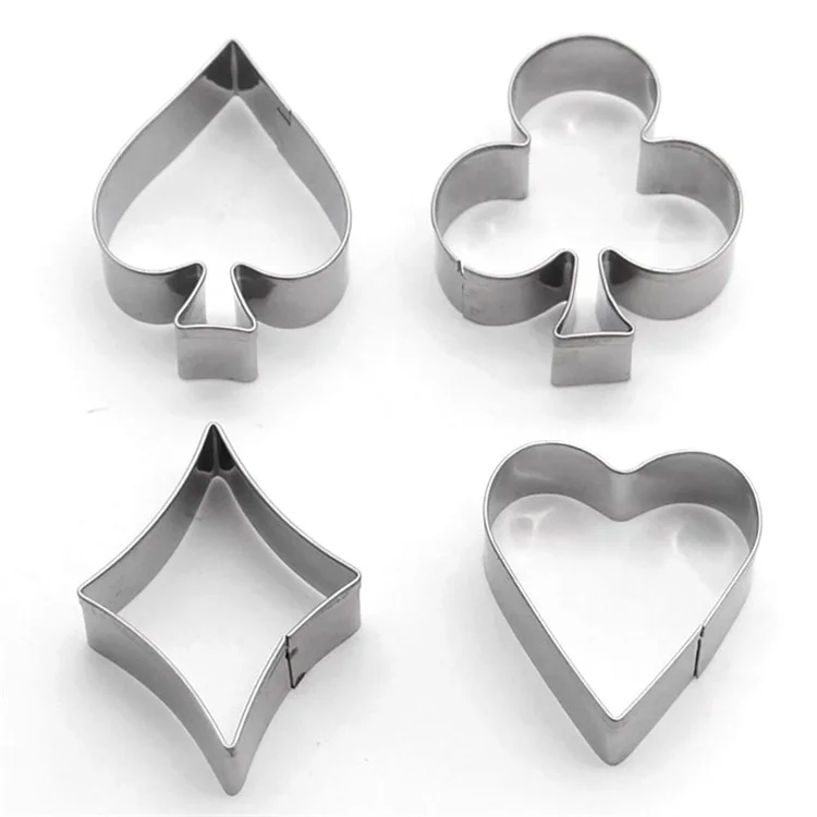 4pcs Poker Cookie Cutter Set 430 Edelstahl Küchenbackform (BPA Kostenlos, Keine FDA)