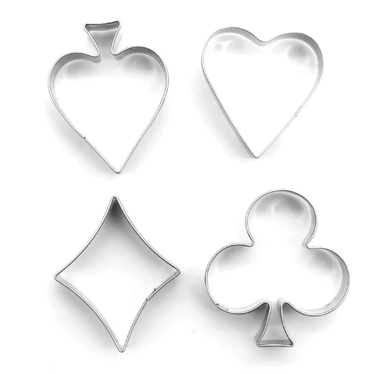 4pcs Poker Cookie Cutter Set 430 Moule de Cuisson de Cuisine en Acier Inoxydable (BPA Gratuit, Pas de FDA)