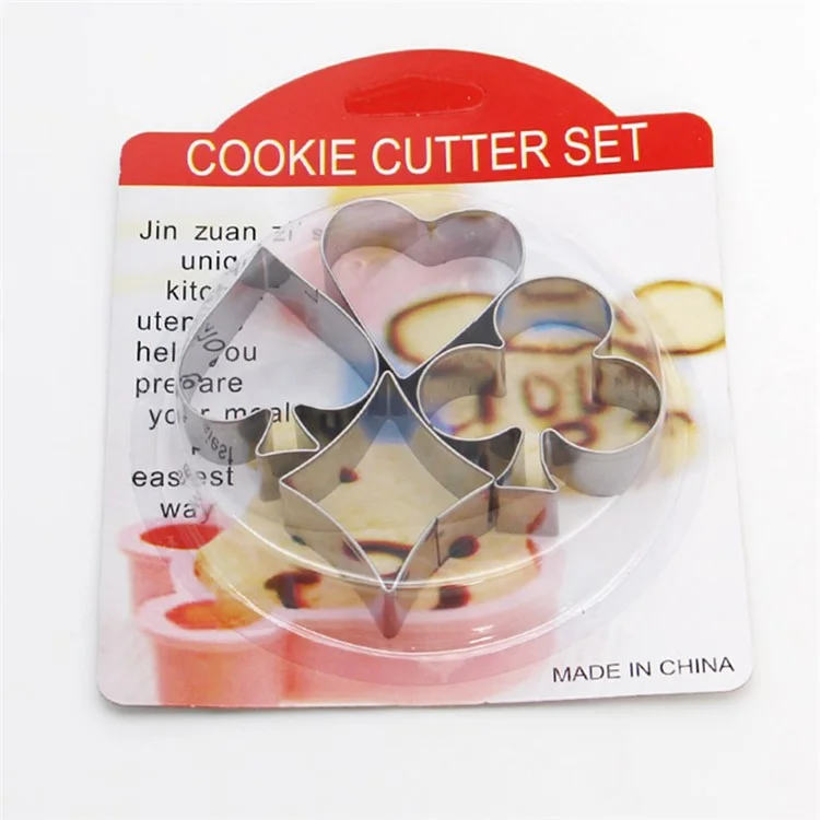 4pcs Poker Cookie Cutter Set 430 Edelstahl Küchenbackform (BPA Kostenlos, Keine FDA)