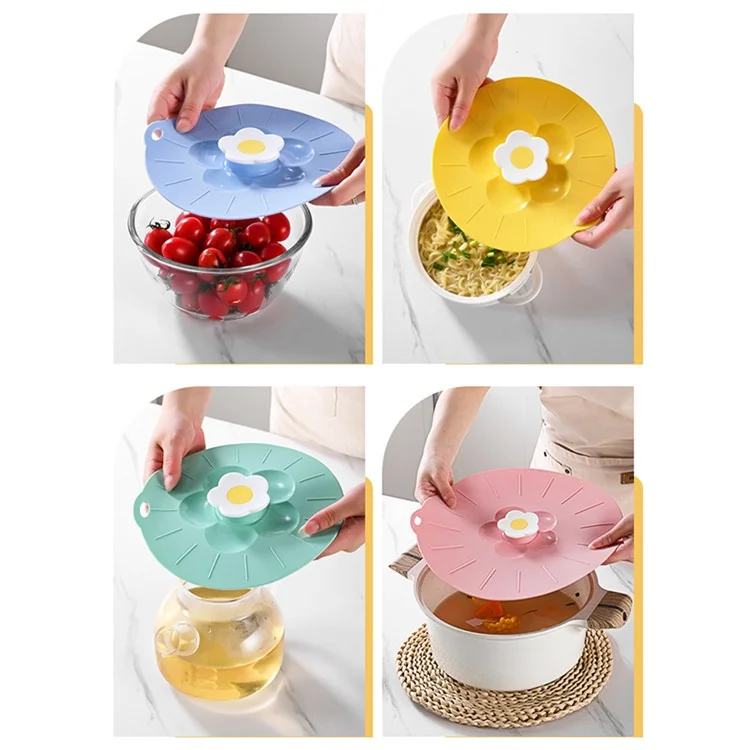 20*20cm Cute Flower Silicone Fresh-keeping Lid Kitchen Round Bowl Lid (No FDA Certificate, BPA Free) - Pink