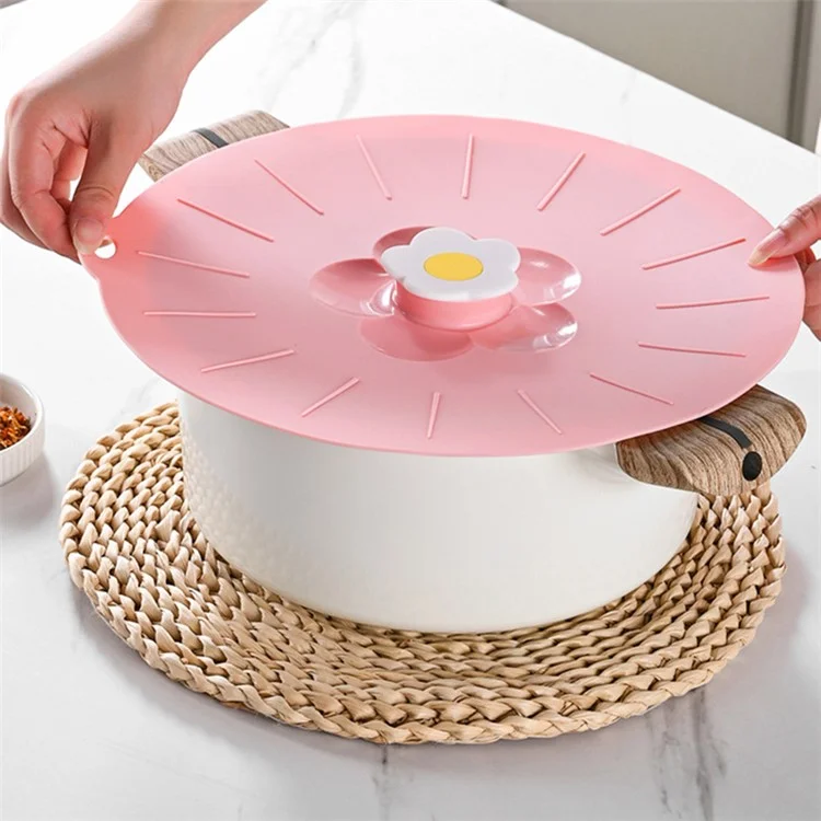 20*20cm Cute Flower Silicone Fresh-keeping Lid Kitchen Round Bowl Lid (No FDA Certificate, BPA Free) - Pink
